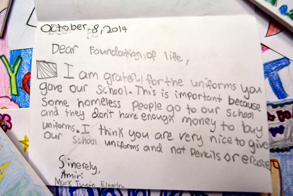 Thank You Letter from Local Students
