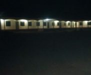 Night view of the school with lights on