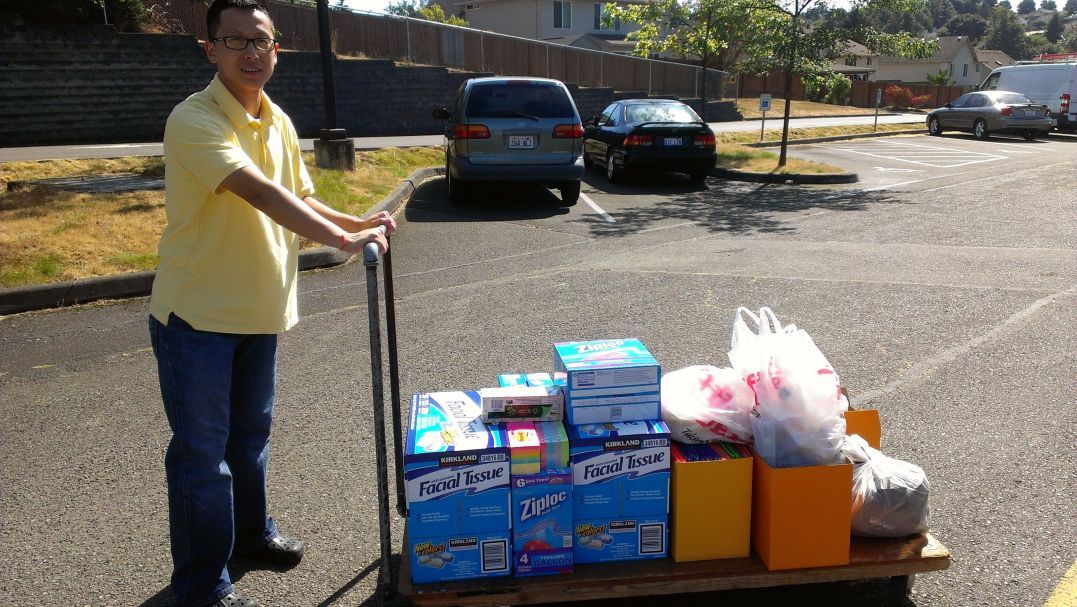 Curtis delivering donated school items
