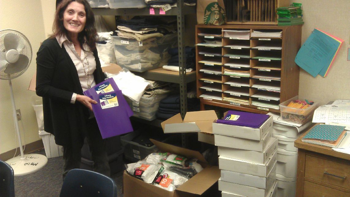 One of FOL’s partnering schools receiving donated items